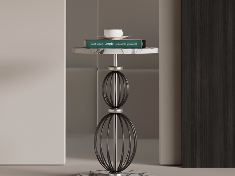 现代意式边几 大理石边几 圆几su模型