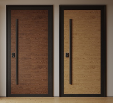  现代极简单开门 中古防盗门 通顶入户门 子母门 密码门 别墅su模型 