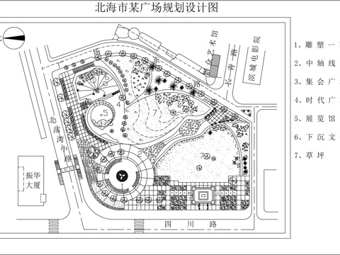广场景观绿化cad施工图