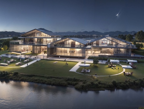 现代游客接待中心 游客服务中心建筑su模型