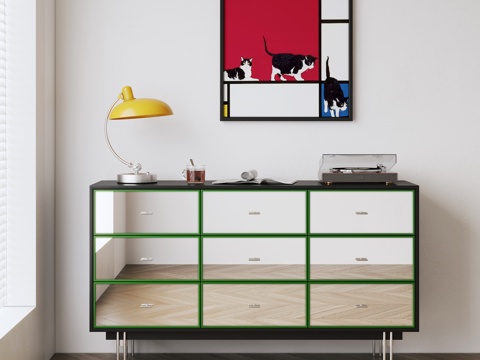  包豪斯九斗柜 多巴胺装饰柜 玄关柜 储物柜 收纳柜3d模型 