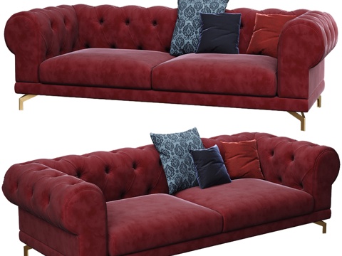  三人沙发3d模型 