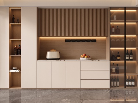  现代定制酒柜 满墙酒柜3d模型 