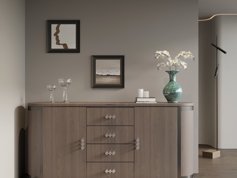  现代意式玄关柜 边柜su模型 