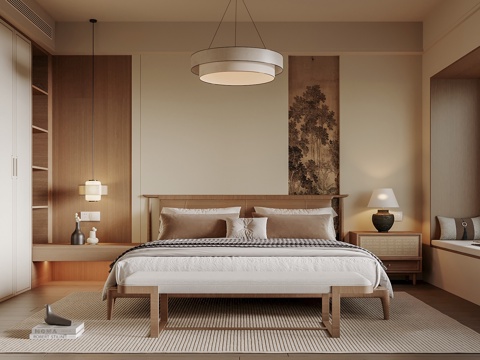  宋式卧室 宋式家居卧室 宋式双人床3d模型 