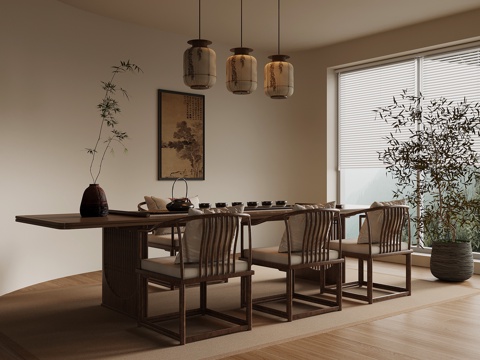  新中式茶桌椅 茶台3d模型 