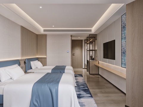  酒店客房双人房家庭房卫生间公寓宿舍3d模型 