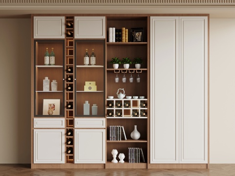  中古风酒柜 餐边柜3d模型 