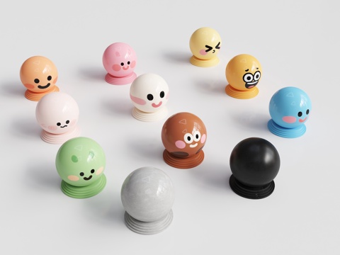 表情包 车挡石 网红打卡车挡 可爱车挡 挡车石 交通配件su模型