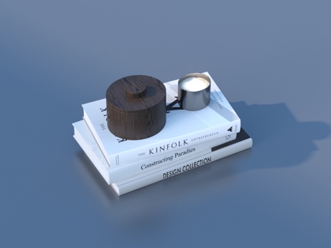  书籍 蜡烛 摆件3d模型 