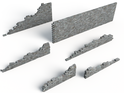  贫民窟墙体 贫民窟 砖墙  贫民窟砖墙 破砖墙3d模型 