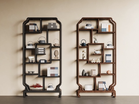 新中式博古架 复古博古架su模型