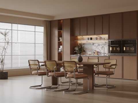  中古风餐厅su模型 