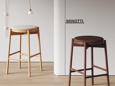  Minotti现代吧椅 实木吧凳 壁灯3d模型 