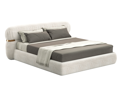  现代简约双人床 双人床 简约床 卧室床 抱枕 床垫3d模型 