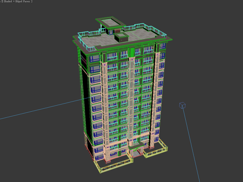  新中式高层住宅3d模型 