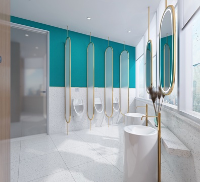  现代公共卫生间 商场卫生间 酒店卫生间 小便斗 洗手盆 长虹3d模型 