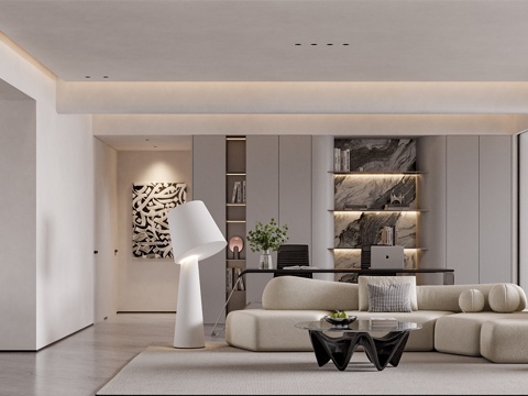  现代客餐厅 书房3d模型 