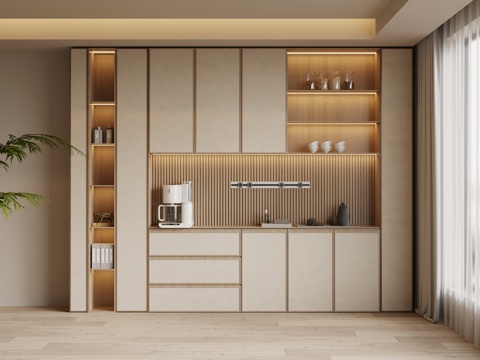  新中式酒柜 餐边柜3d模型 