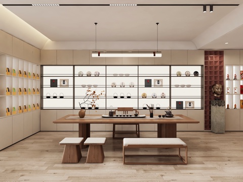  茶叶专卖店 烟酒店 烟酒超市 茶叶茶饼茶壶 茶室 茶桌椅 礼3d模型 