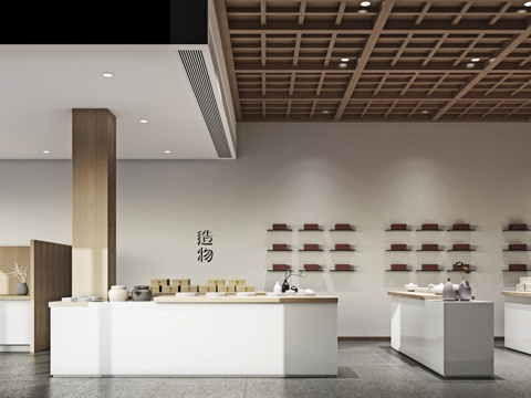 文创店 最新全套施工图 效果图合集cad施工图