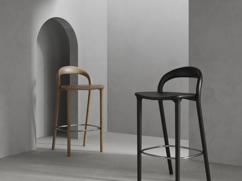 现代吧椅 椅子 实木吧凳su模型