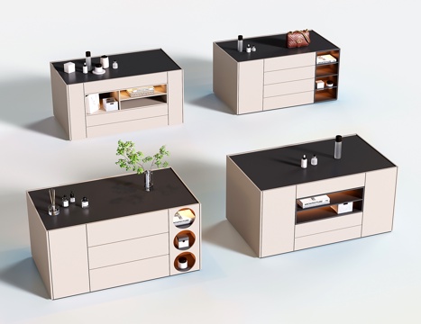 现代衣帽间中岛柜 首饰柜 收纳柜su模型