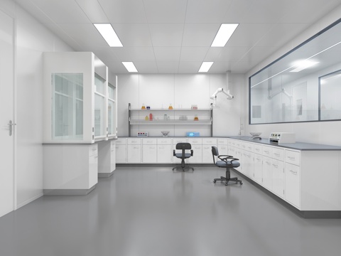  现代实验室 无菌室 操作台 容器烧杯 仪器 试剂3d模型 