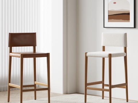 poliform现代吧椅 布艺吧椅 皮革椅 装饰画su模型