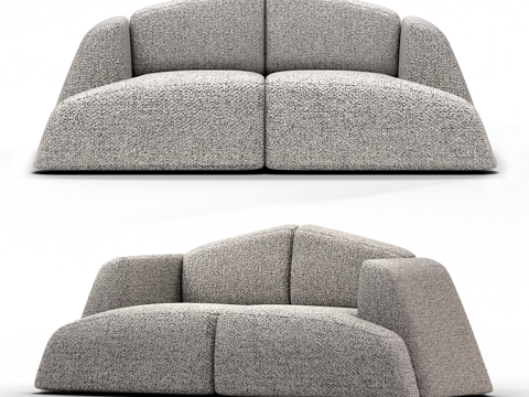  现代简约双人沙发 双人沙发 简约沙发 休闲沙发 抱枕3d模型 