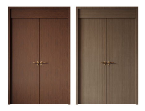  新中式侘寂双开门 中古平开门 入户门 防盗门 通顶对开门 别3d模型 