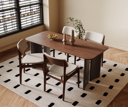  中古风餐桌椅3d模型 