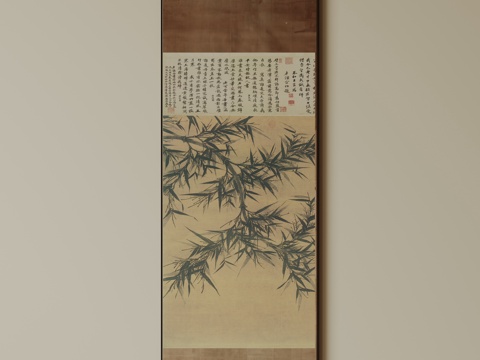  新中式禅意装饰画 宋式挂画 侘寂风挂画 中古风卷轴画 山水字3d模型 