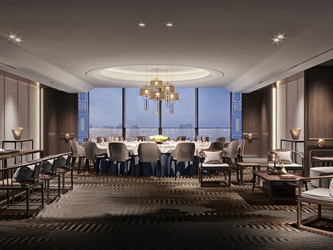 高端中餐厅 最新全套施工图 效果图合集cad施工图