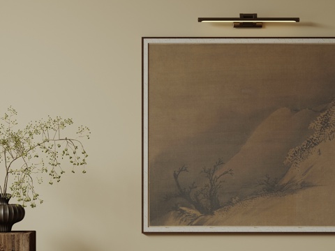  新中式禅意装饰画 宋式挂画 侘寂风挂画 中古风卷轴画 山水字su模型 