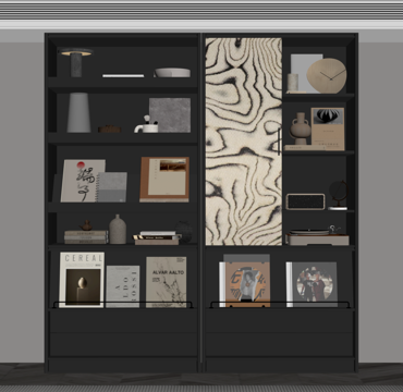 现代意式书柜su模型