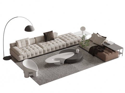  现代意式沙发茶几组合3d模型 