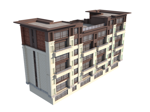  新中式洋房3d模型 