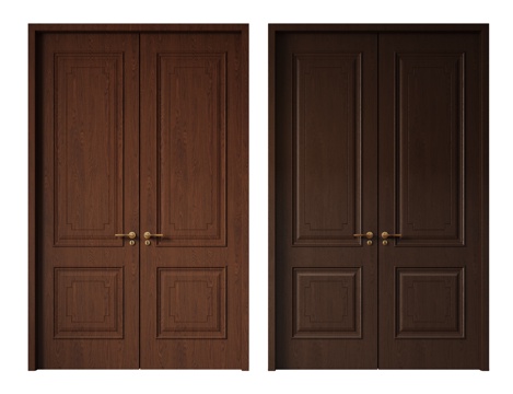  新中式侘寂双开门 中古平开门 入户门 防盗门 通顶对开门 别3d模型 