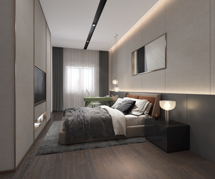  现代家居 卧室 双人床 主卧室3d模型 