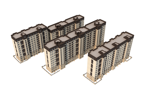  现代多层住宅3d模型 