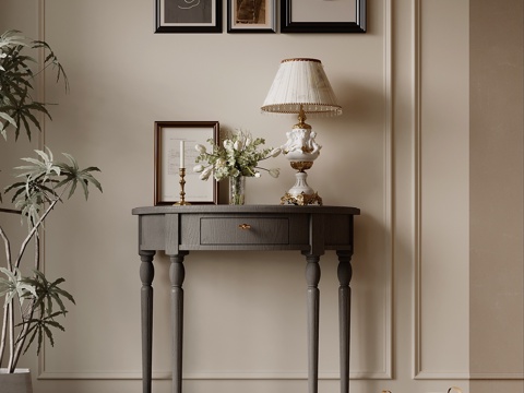  法式复古风玄关柜 端景柜3d模型 