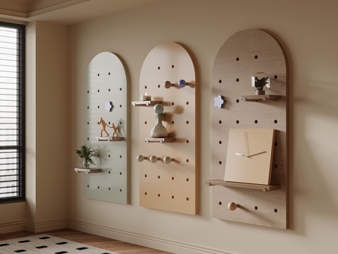  现代洞洞板 装饰板3d模型 