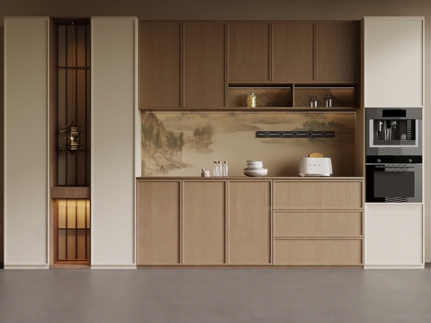  新中式餐边柜3d模型 