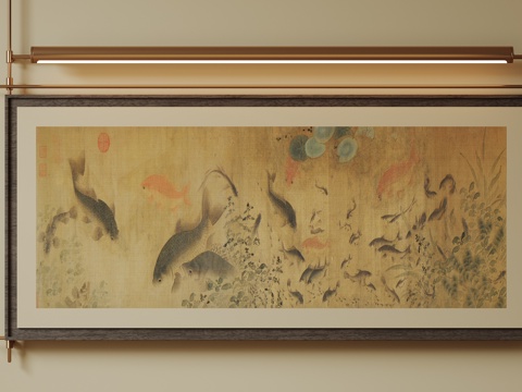  新中式禅意装饰画 宋式挂画 侘寂风挂画 中古风卷轴画 山水字3d模型 