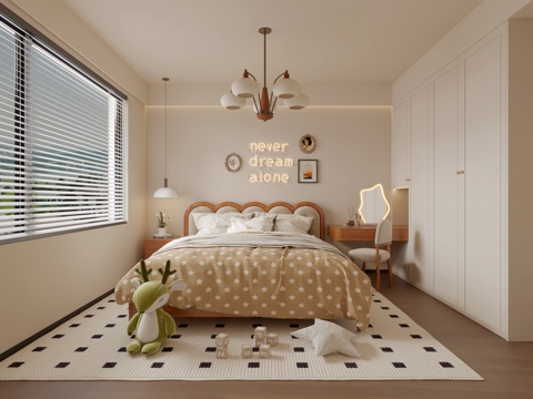  中古风儿童房卧室3d模型 