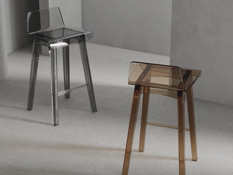  Artisan现代吧椅 透明吧椅 玻璃吧椅3d模型 