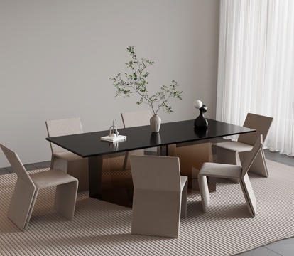  现代简约餐桌椅3d模型 