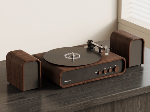 法式复古音响 黑胶唱片机su模型