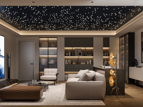  现代影视厅 影音室3d模型 